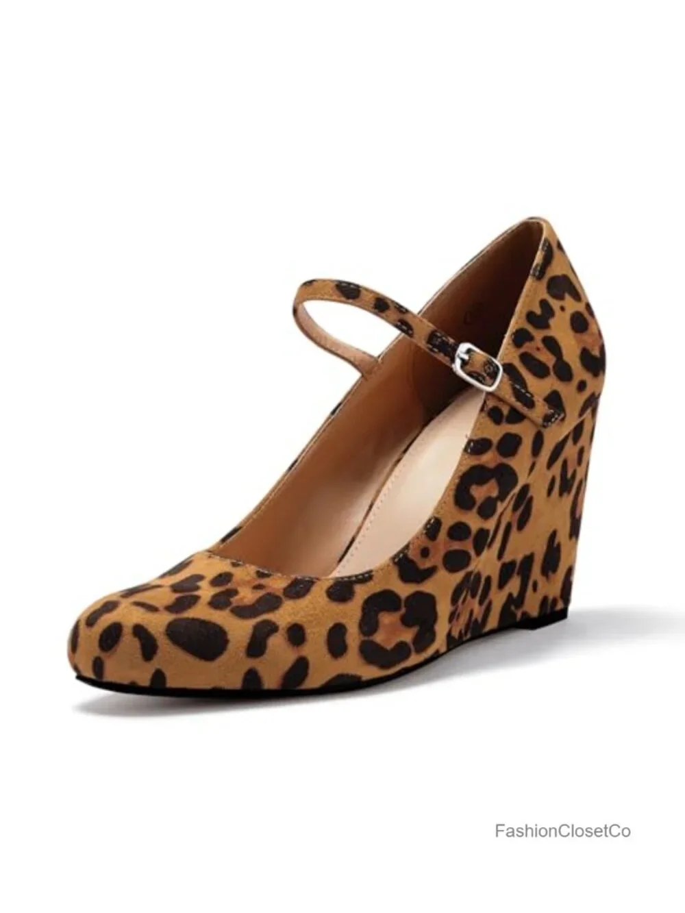 Women's Wedge Pumps Mary Jane Shoes Ankle Strap Heels Suede Dressy Work